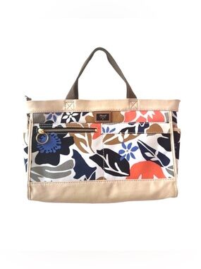FOSSIL ~ Durable Floral Canvas Tote Bag Detachable Crossbody Strap Red Lining